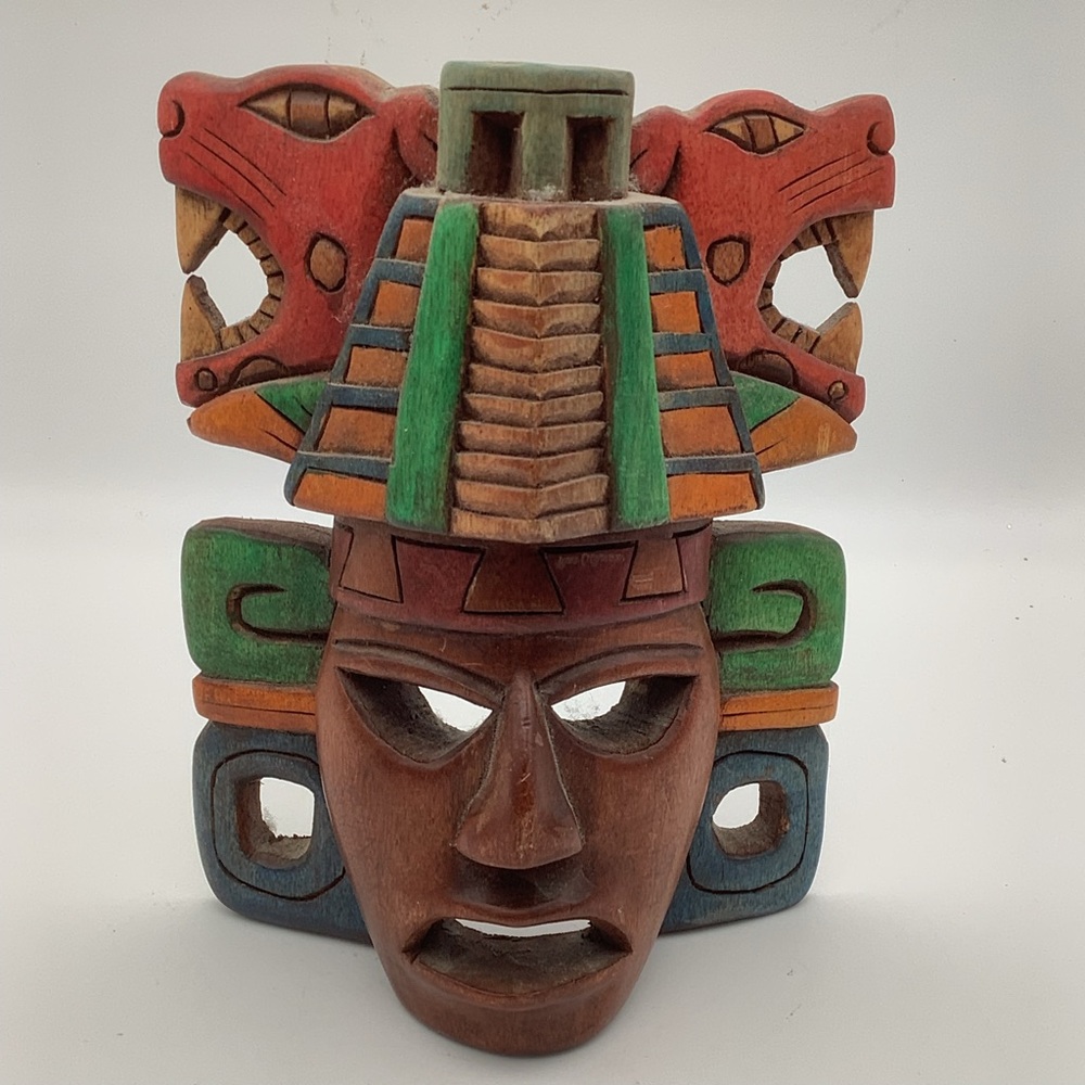 Handcrafted Multicolor Aztec Jaguar Mask